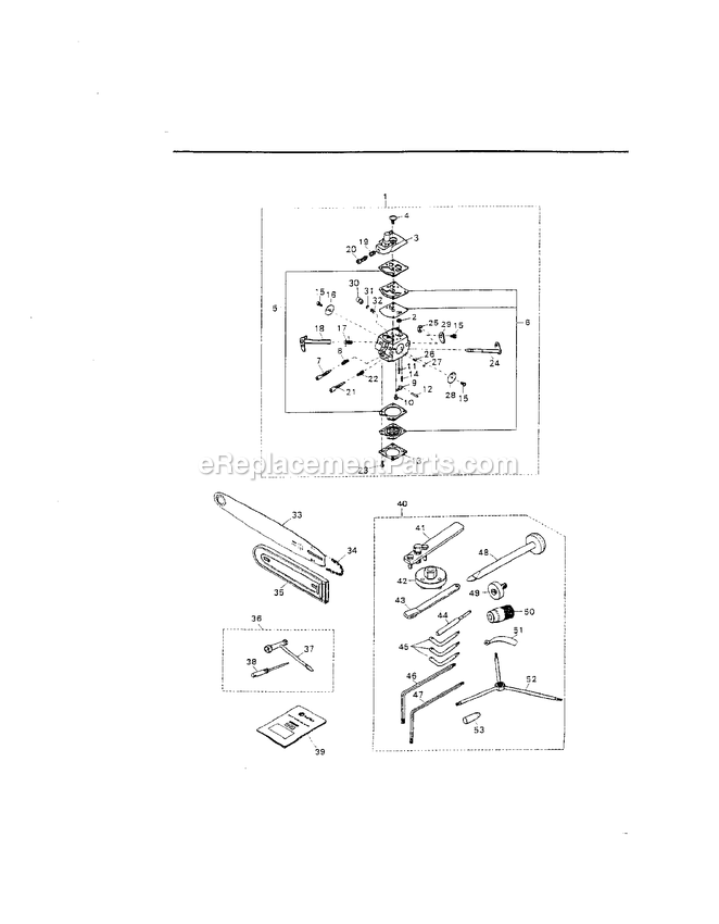 Carburetor Diagram and Parts List for 104866 - 918746 RedMax Chainsaw