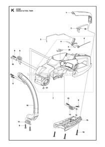Handle Diagram and Parts List for  RedMax Chainsaw