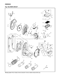Housing Diagram and Parts List for (10200101 AND UP)(2012-08) RedMax Leaf Blower / Vacuum