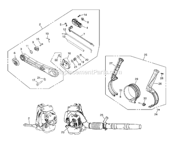 Handle And Controls Diagram and Parts List for (10200101 AND UP)(2012-08) RedMax Leaf Blower / Vacuum