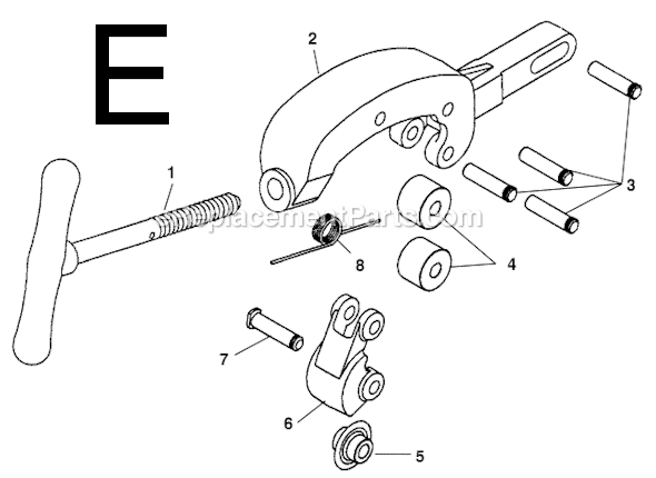 Page E Diagram and Parts List for  Ridgid Pipe Tools