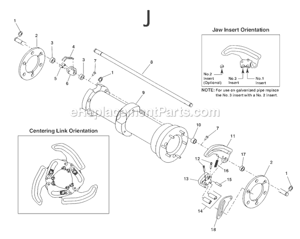 Page J Diagram and Parts List for  Ridgid Pipe Tools