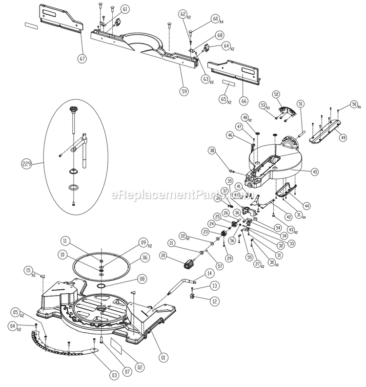 Page B Diagram and Parts List for  Ridgid Miter Saw