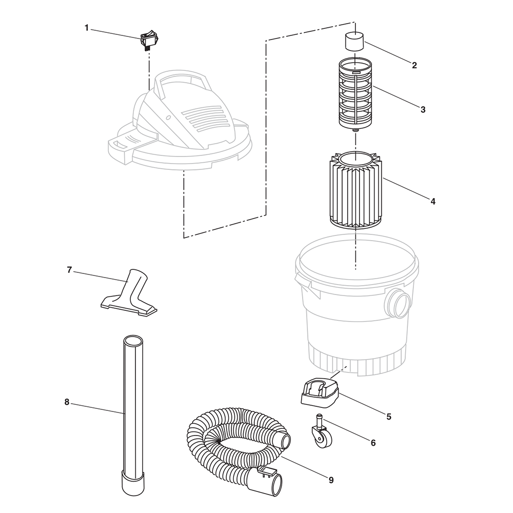 Fig-0 Diagram and Parts List for  Ridgid Utility Vacuum