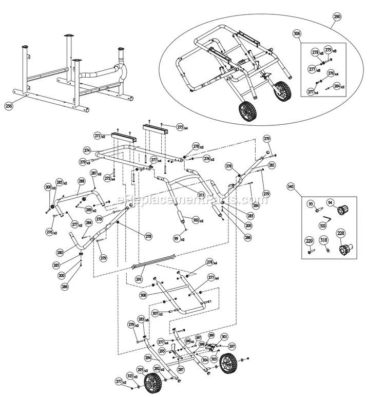 Page E Diagram and Parts List for  Ridgid Table Saw