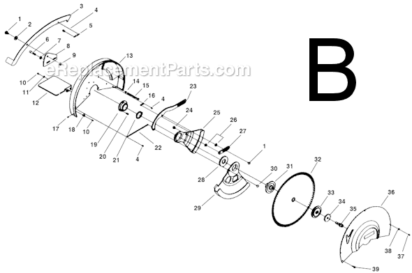 Page B Diagram and Parts List for  Ridgid Chop Saw