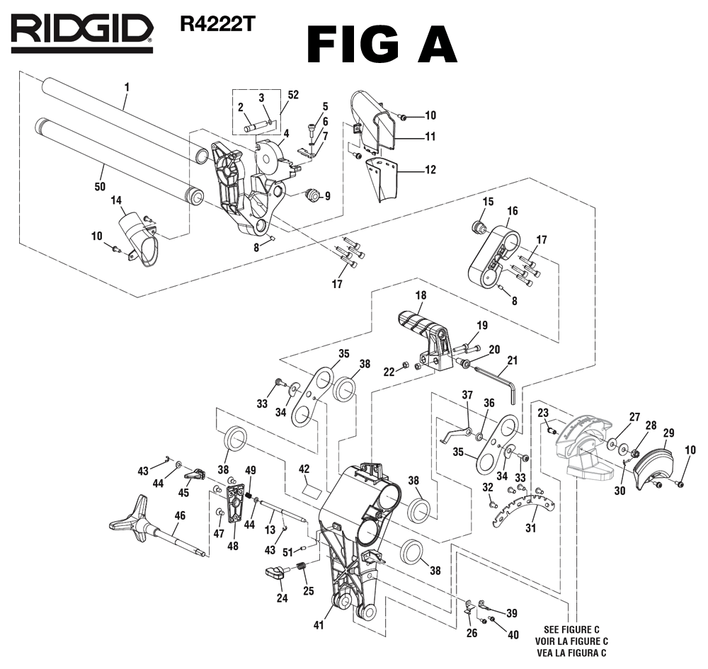 Fig-1 Diagram and Parts List for  Ridgid Saw