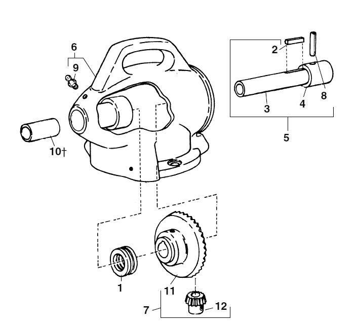 Bevel Gear And Related Parts Diagram and Parts List for 52972 Ridgid Drain Cleaner