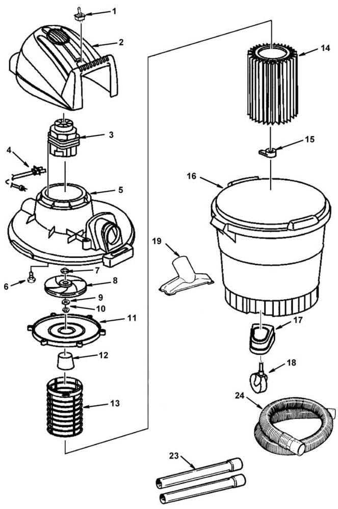 Wd06200 Vac Assembly Diagram and Parts List for  Ridgid Industrial Fan / Circulator