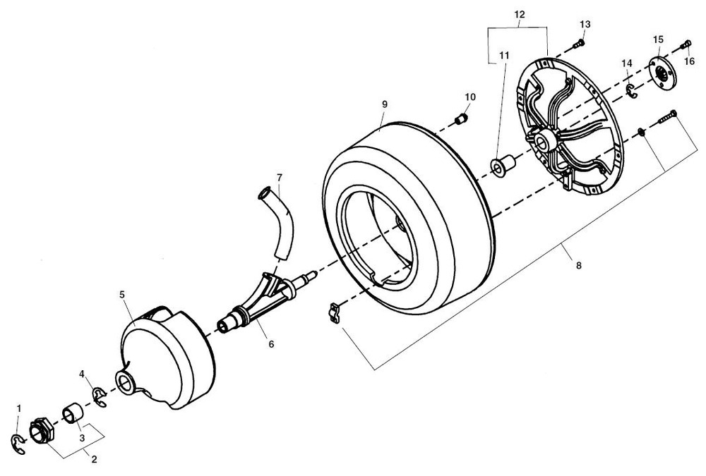 Standard Drum Components Diagram and Parts List for 63827 Ridgid Drain Cleaner