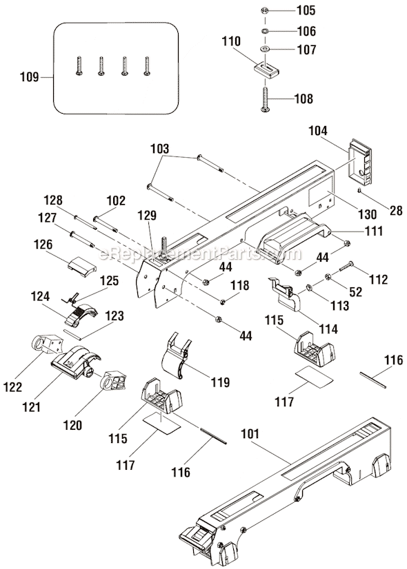 Page B Diagram and Parts List for  Ridgid Miter Saw