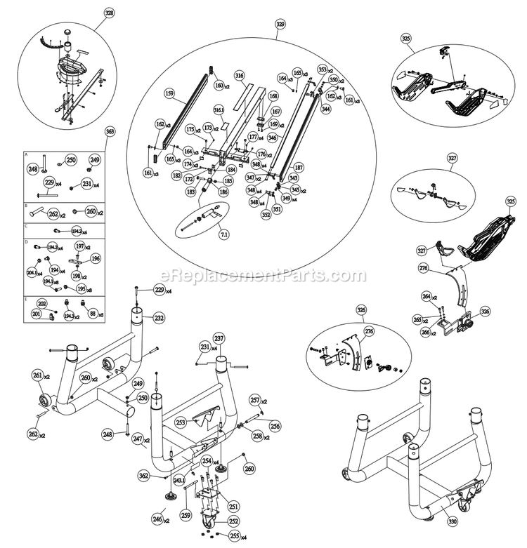Page C Diagram and Parts List for  Ridgid Table Saw