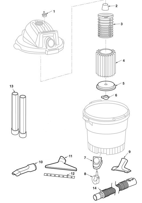 Wd09450, Wd0947 Vac Assembly Diagram and Parts List for  Ridgid Industrial Fan / Circulator