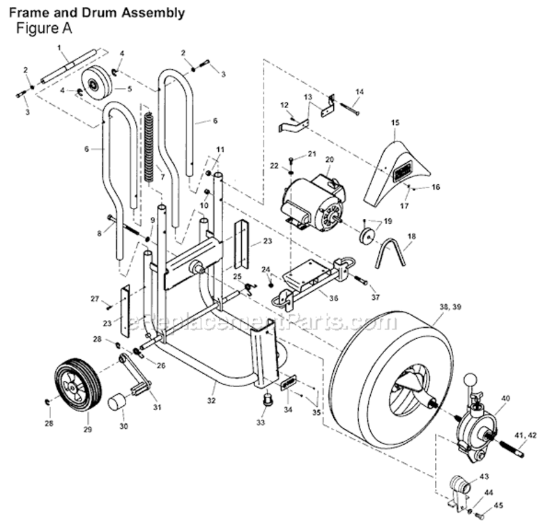 Page A Diagram and Parts List for  Ridgid Drain Cleaner
