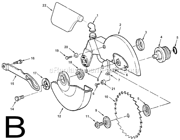 Page B Diagram and Parts List for  Ridgid Miter Saw