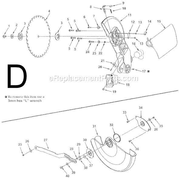 Page D Diagram and Parts List for  Ridgid Miter Saw