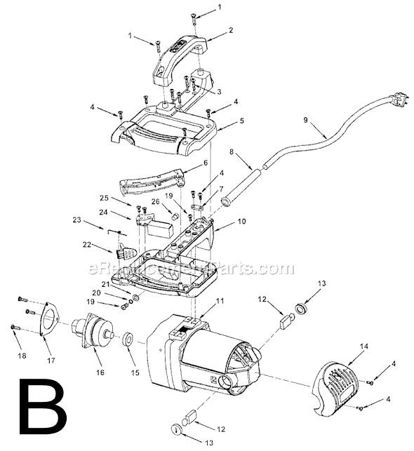 Page B Diagram and Parts List for  Ridgid Miter Saw