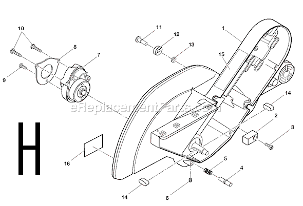 Page H Diagram and Parts List for  Ridgid Miter Saw