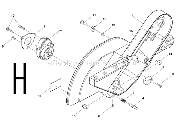 Page H Diagram and Parts List for  Ridgid Miter Saw