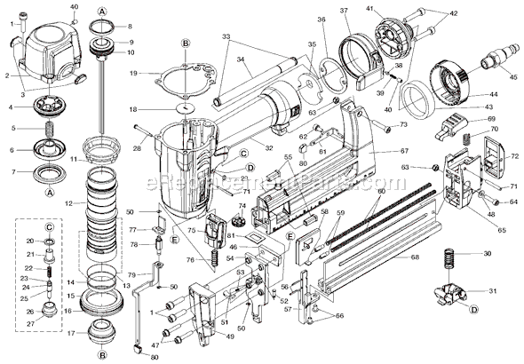 Page A Diagram and Parts List for  Ridgid Nailer