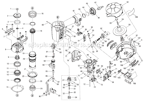 Page A Diagram and Parts List for  Ridgid Nailer