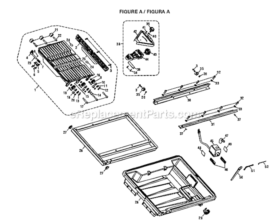 Page A Diagram and Parts List for  Ridgid Tile Saw