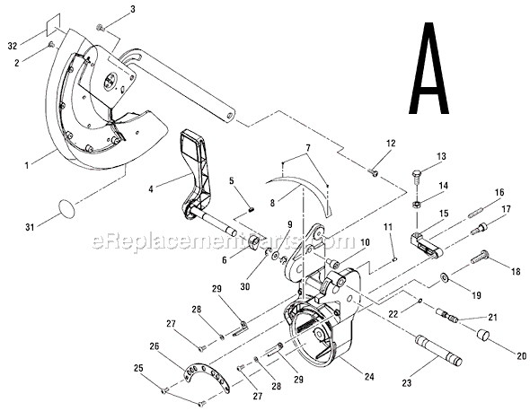 Page A Diagram and Parts List for  Ridgid Miter Saw