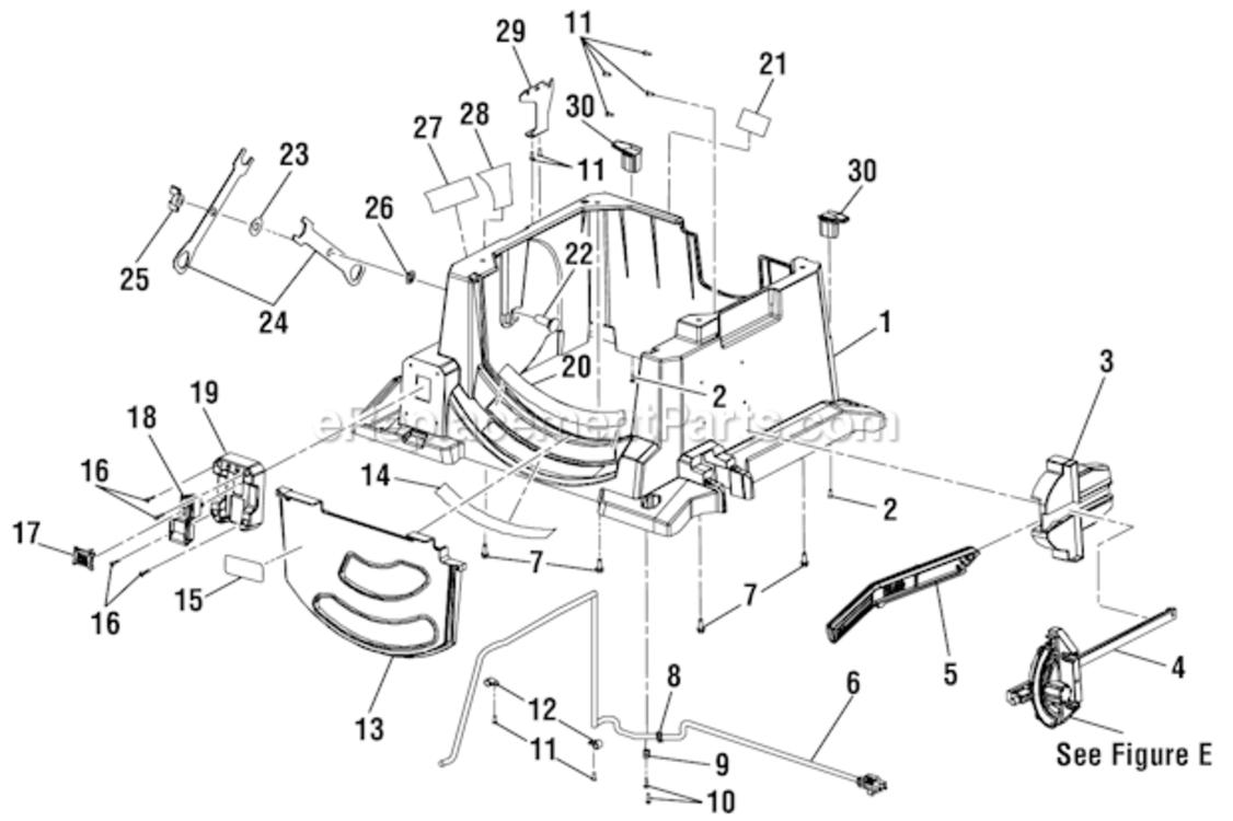 Page B Diagram and Parts List for  Ridgid Table Saw