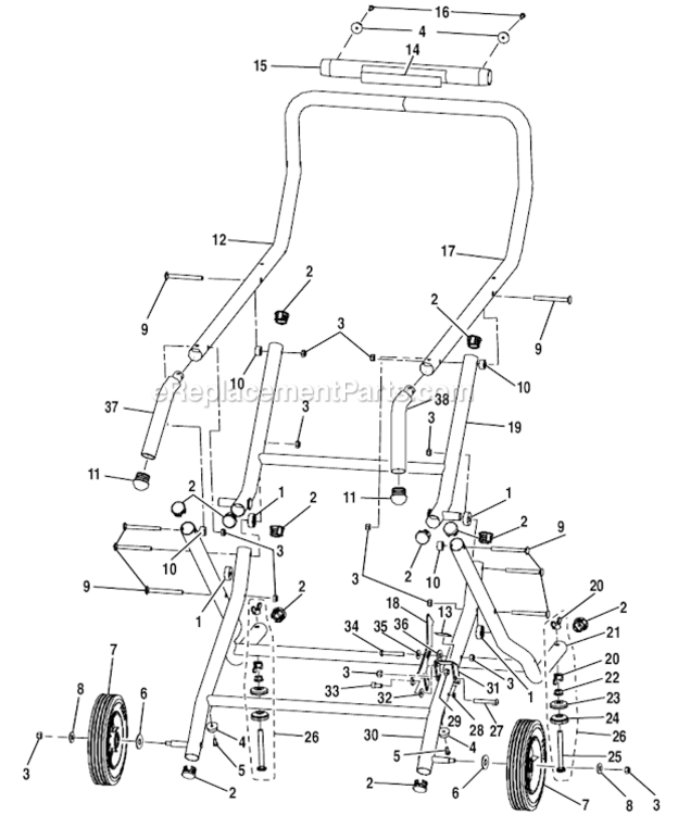 Page D Diagram and Parts List for  Ridgid Table Saw