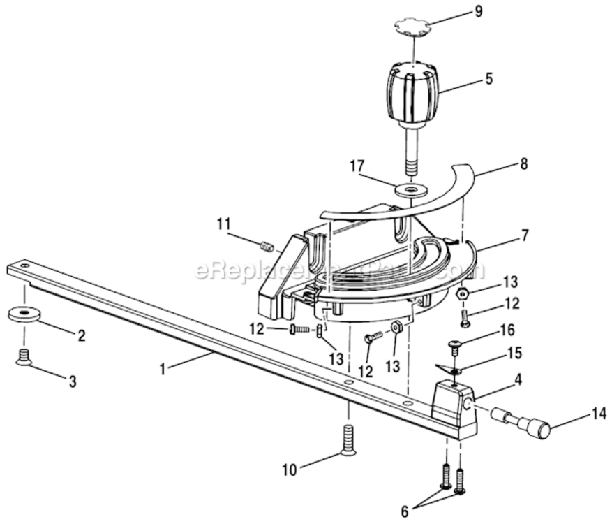 Page E Diagram and Parts List for  Ridgid Table Saw