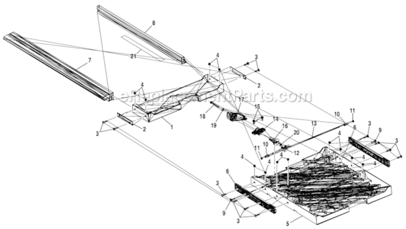 Page G Diagram and Parts List for  Ridgid Table Saw