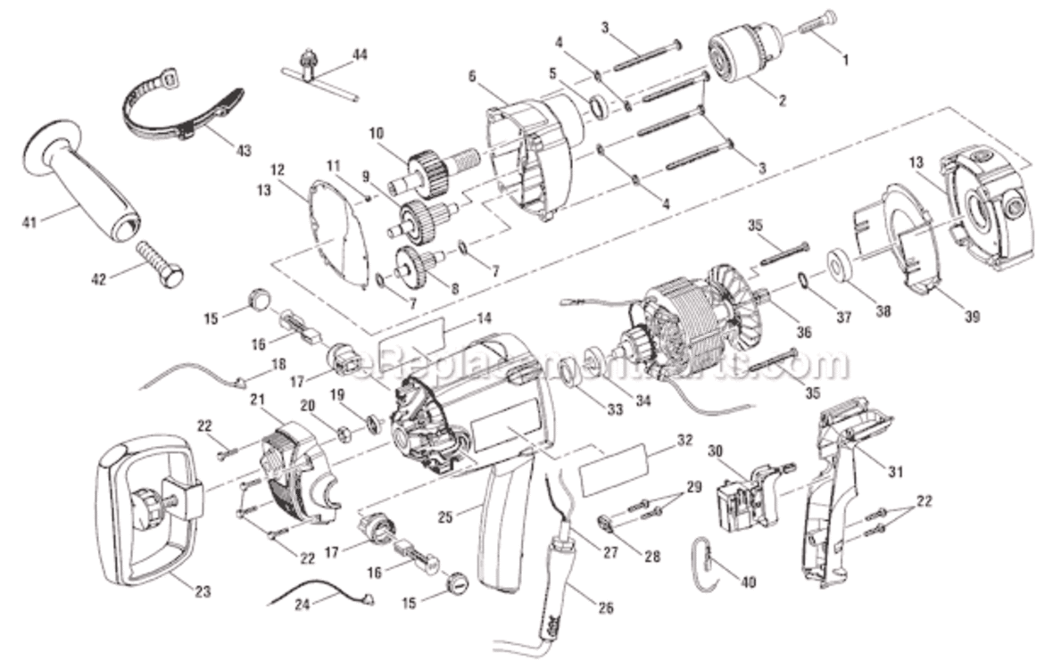 Page A Diagram and Parts List for  Ridgid Drill