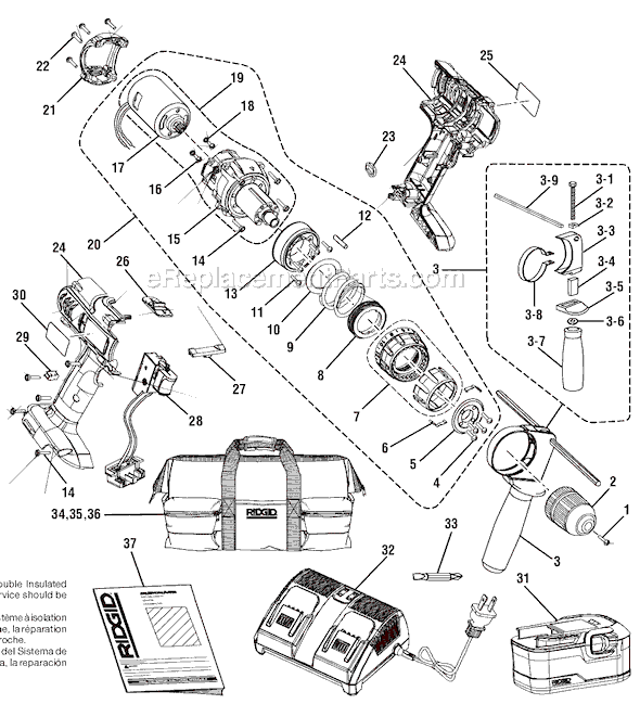 Page A Diagram and Parts List for after G0343 Ridgid Hammer Drill