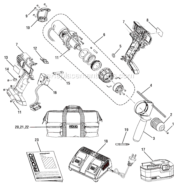 Page A Diagram and Parts List for before G0343 Ridgid Hammer Drill