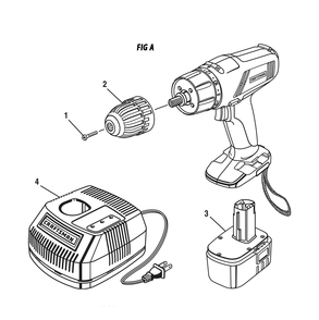 Fig-0 Diagram and Parts List for  Ridgid Cordless Drill