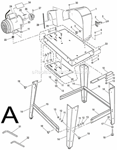 Page A Diagram and Parts List for  Ridgid Band Saw