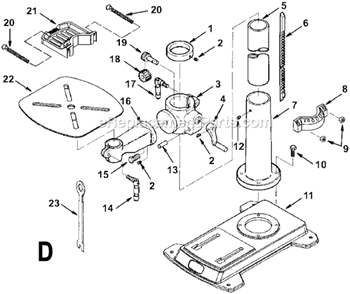 Page D Diagram and Parts List for  Ridgid Drill Press
