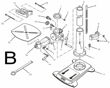 Page B Diagram and Parts List for  Ridgid Drill Press