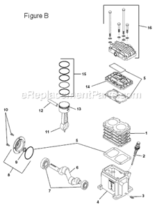 Page B Diagram and Parts List for  Ridgid Compressor