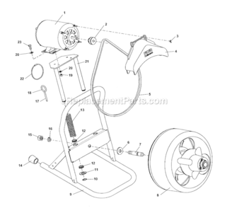 Main Components Diagram and Parts List for  Ridgid Drain Cleaner