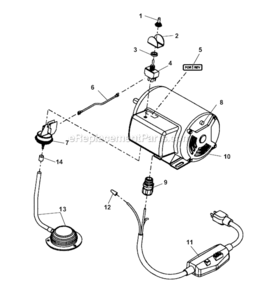 Electrical Components Diagram and Parts List for  Ridgid Drain Cleaner