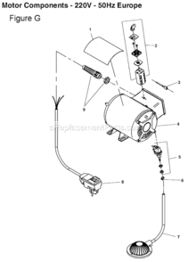 Part Location Diagram of 27583 Ridgid 220V 50Hz Motor Assembly