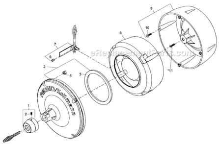 Drum Assembly Diagram and Parts List for  Ridgid Drain Cleaner