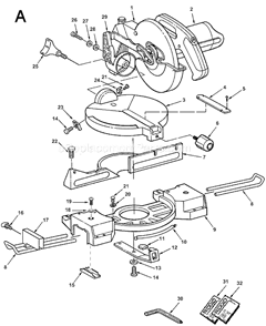 Page A Diagram and Parts List for  Ridgid Miter Saw