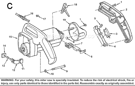 Page C Diagram and Parts List for  Ridgid Miter Saw
