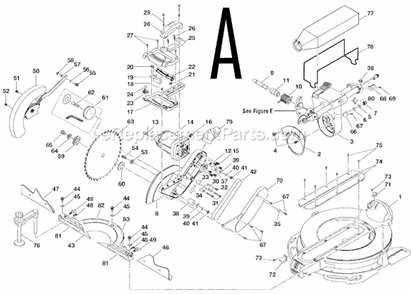 Page A Diagram and Parts List for  Ridgid Miter Saw