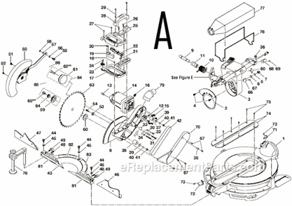Page A Diagram and Parts List for  Ridgid Miter Saw