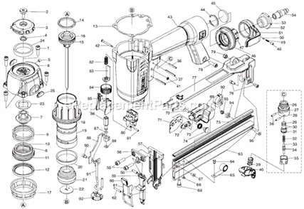 Page A Diagram and Parts List for  Ridgid Nailer