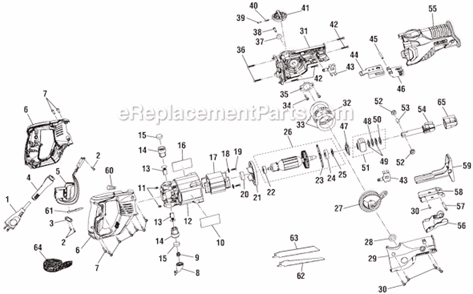 Page A Diagram and Parts List for  Ridgid Reciprocating Saw