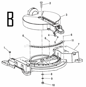 Page B Diagram and Parts List for  Ridgid Miter Saw
